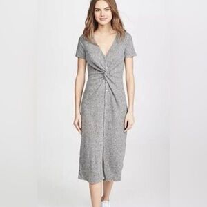 Z Supply Women’s Waffle Knit Thermal Gray Twist Midi Dress Size Large